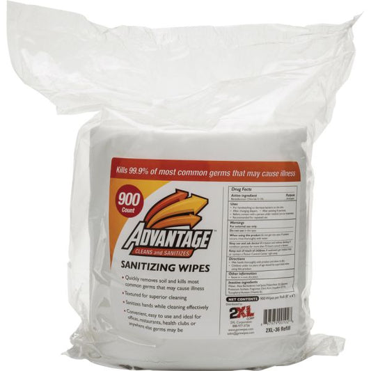 2XL Advantage Sanitizing Wipes 6" x 8" Wipe Size - 900 Wipes/ Roll - 4 Rolls/ Carton