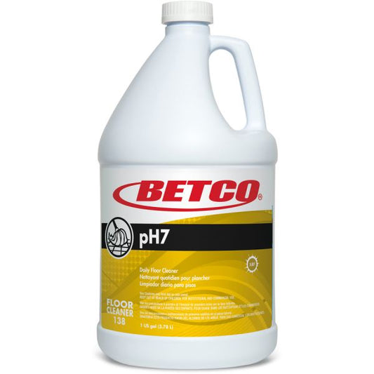 Betco PH7 Ultra Neutral Daily Floor Cleaner Concentrate 128 fl oz (4 quart) - Lemon ScentBottle - 4 / Carton - Yellow