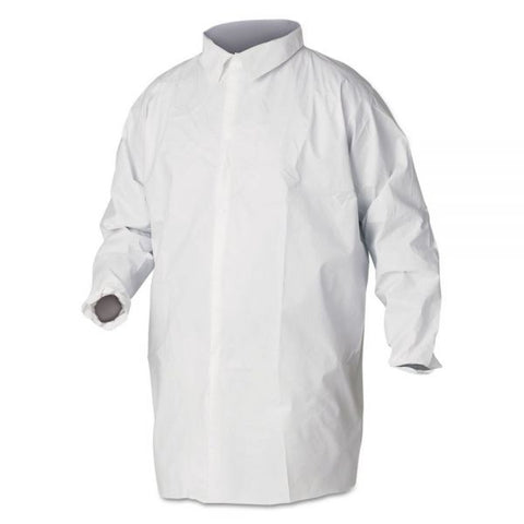 KleenGuard A40 Liquid and Particle Protection Lab Coats, 2X-Large, White, 30/Carton