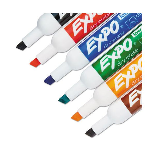 EXPO Low-Odor Dry Erase Marker and Organizer Kit, Broad Chisel Tip, Assorted Colors, 6/Set