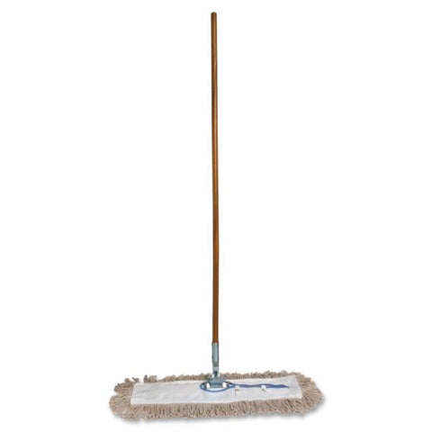 Genuine Joe Dust Mop Complete Combo 24" Head Width - 60" Handle Length - Cotton, Wood