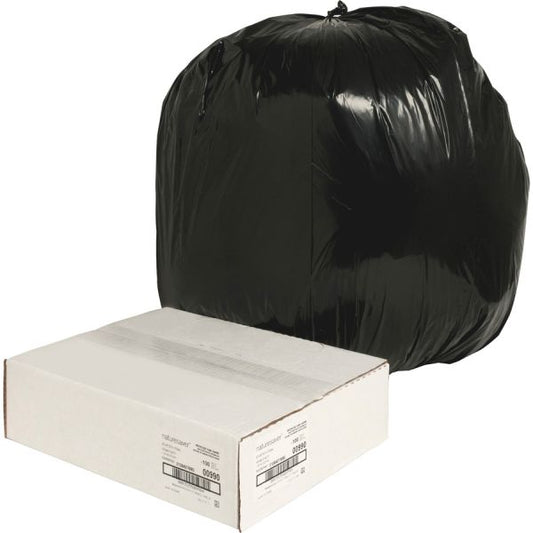 Nature Saver 45 Gallon Trash Bags, Black, Low-Density, 1.25 mil, 100/Carton Black Garbage Bag - Low-Density - 1.25 mil Thickness - 45 Gallon Capacity - 100/ Carton