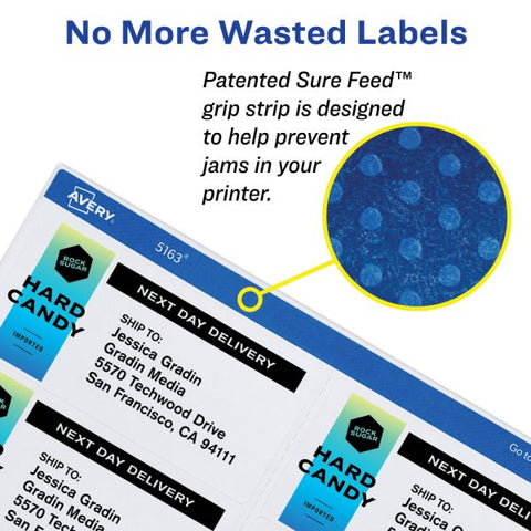 Products Avery Shipping Labels w/ TrueBlock Technology, Laser Printers, 2 x 4, White, 10/Sheet, 100 Sheets/Box