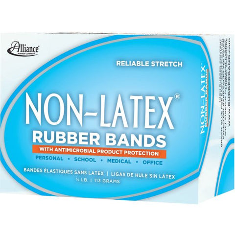 Alliance Antimicrobial Non-Latex Rubber Bands, Size 64, 0.04" Gauge, Cyan Blue, 4 oz Box, 95/Box