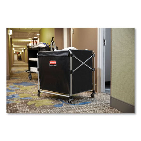 Rubbermaid Commercial One-Compartment Collapsible X-Cart, Synthetic Fabric, 9.96 cu ft Bin, 24.1" x 35.7" x 34", Black/Silver