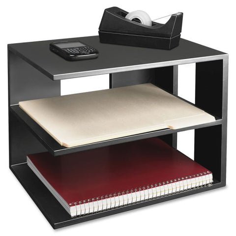 Victor 1120-5 Midnight Black Corner Shelf 13.5" Height x 13.5" Width x 10.5" Depth - Desktop - Matte Black - Rubber, Wood - 1Each