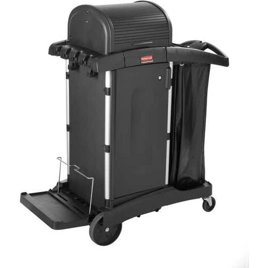 Rubbermaid Commercial High Security Cleaning Cart Aluminum, Plastic22" Width x 48.3" Depth x 53.5" Height - Black