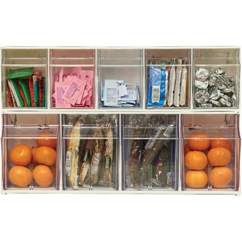 Deflecto Tilt Bin Interlocking Multi-Bin Storage Organizer 23.63" x 6.63" x 8.13" - 4 Compartments - White