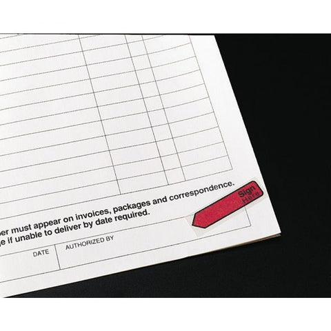 Post-it Flags Arrow Message 0.5" Page Flags in Dispenser, "Sign Here", Red, 20 Flags Dispenser, 4 Dispensers/Pack