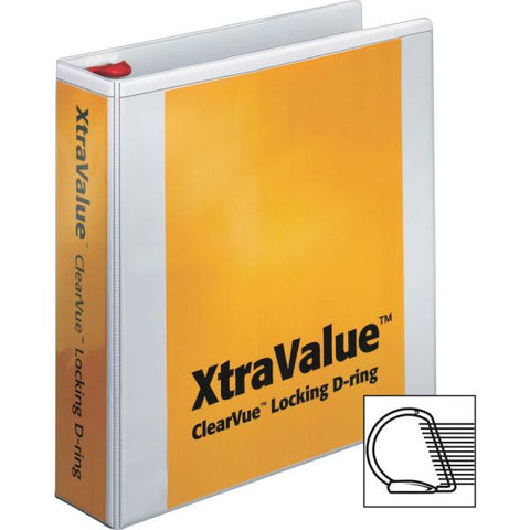 Cardinal XtraValue 2" 3-Ring View Binder, Letter Size, D-Ring, White