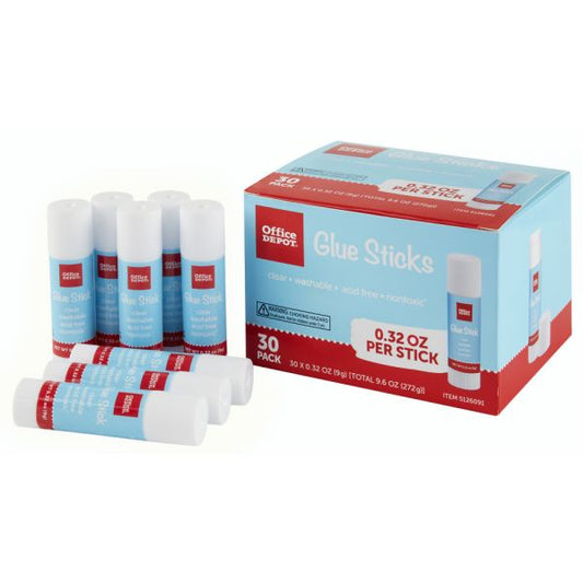 Glue Sticks, 0.32 Oz, Clear, Pack Of 30 Glue Sticks