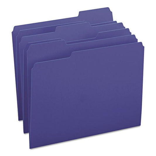 Smead Colored File Folders, 1/3-Cut Tabs: Assorted, Letter Size, 0.75" Expansion, Navy Blue, 100/Box