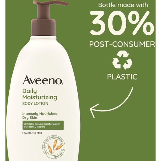 Aveeno Daily Moisturizing Body Lotion Lotion - 18 fl oz - For Dry Skin - Applicable on Body - Moisturising, Fragrance-free, Non-greasy, Non-comedogenic, Soothing Oat, Rich Emollients, Nourishes Dry Skin, Gentle - 1 Each