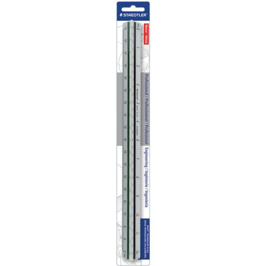 Staedtler Mars Professional Engineering Triangular Scale 12" Length - Aluminum - 1 Each - Silver