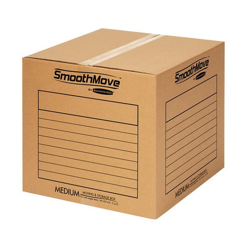 Bankers Box SmoothMove Basic Moving Boxes, Regular Slotted Container (RSC), Medium, 18" x 18" x 16", Brown/Blue, 20/Bundle