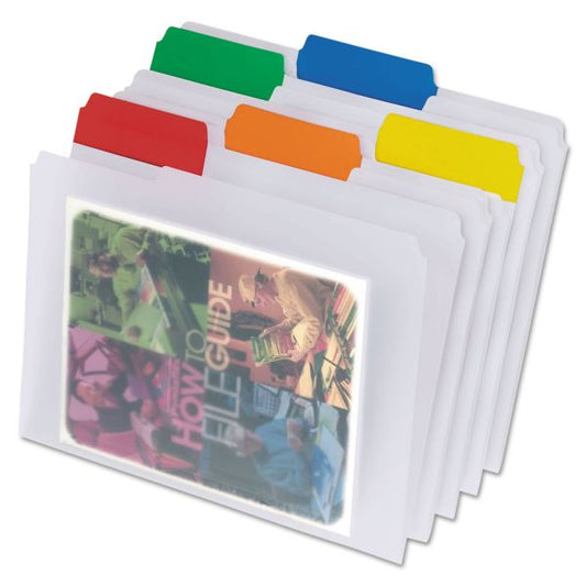 Pendaflex Poly File Folders, 1/3-Cut Tabs: Assorted, Letter Size, Clear, 25/Box