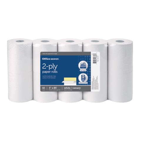 Register/Calculator Paper Rolls, 3" x 85', 2-Ply, Canary/White, Pack Of 10