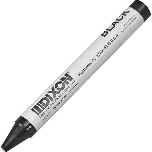 Dixon Long-Lasting Marking Crayons 5" x 0.56" - Black - 12/ Pack