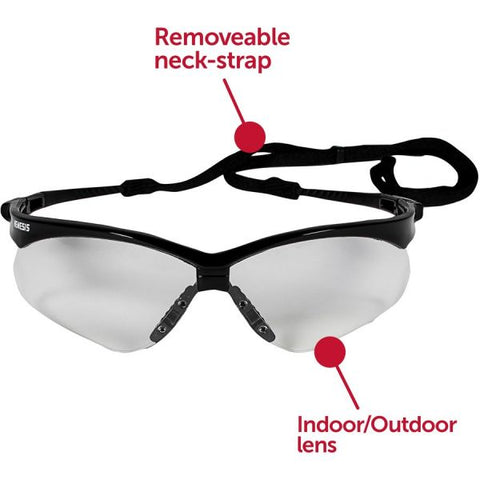 KleenGuard Nemesis Safety Glasses, Black Frame, Indoor/Outdoor Lens