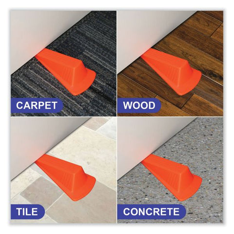 Master Caster Giant Foot Doorstop, No-Slip Rubber Wedge, 3.5w x 6.75d x 2h, Safety Orange