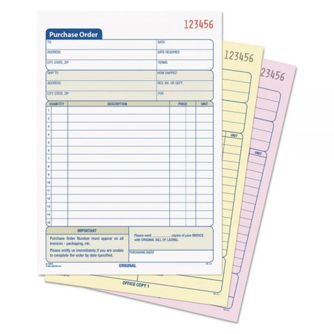 TOPS Purchase Order Book, 15 Lines, Three-Part Carbonless, 5.56 x 8.44, 50 Forms Total