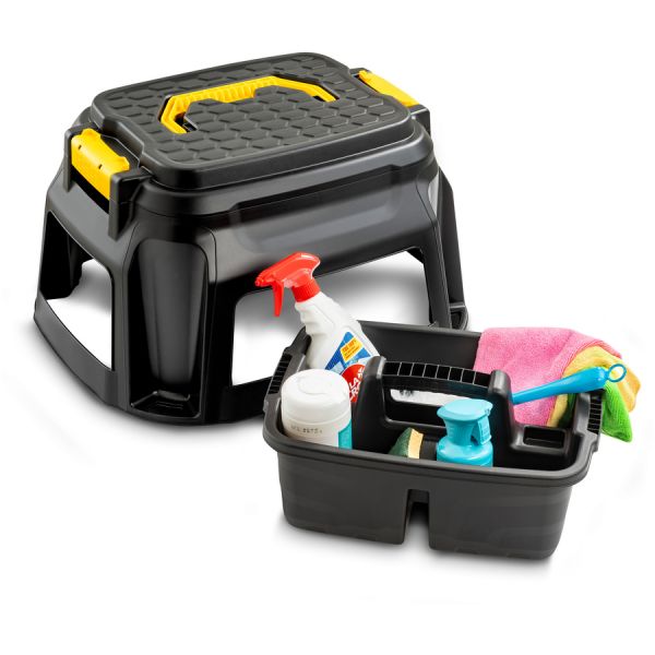 CEP Step Stool & Tool Box All In One 1 Step - 550 lb Load Capacity - 23.6" x 12.9" x 19.6" - Black, Yellow