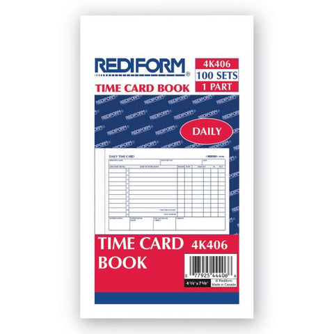 Rediform Daily Employee Time Cards, Two Sides, 4.25 x 7, 100/Pad