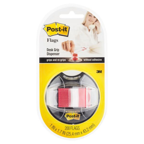 Post-it Flags Page Flags in Desk Grip Dispenser, 1 x 1.75, Red, 200/Dispenser