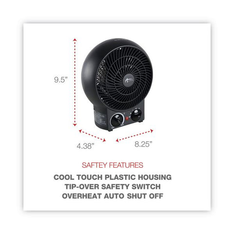 Alera Heater Fan, 1,500 W, 8.25 x 4.37 x 9.5, Black