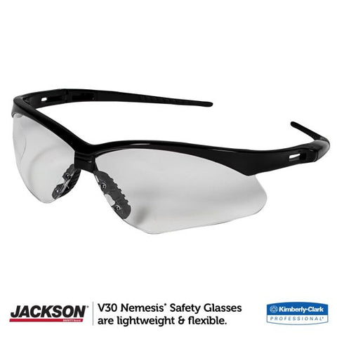 KleenGuard Nemesis Safety Glasses, Black Frame, Clear Lens