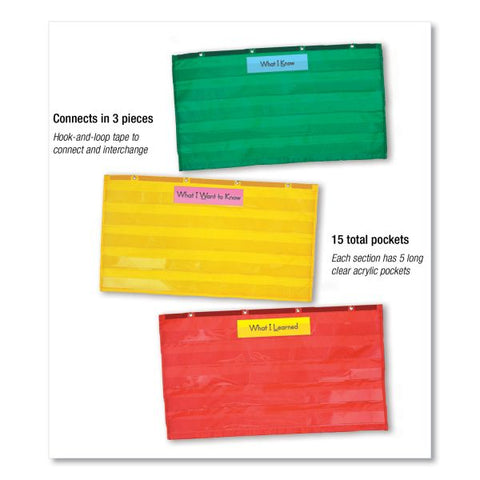 Carson-Dellosa Education Adjustable Tri-Section Pocket Chart, 15 Pockets, Guide, 33.75 x 55.5, Red/Green/Yellow