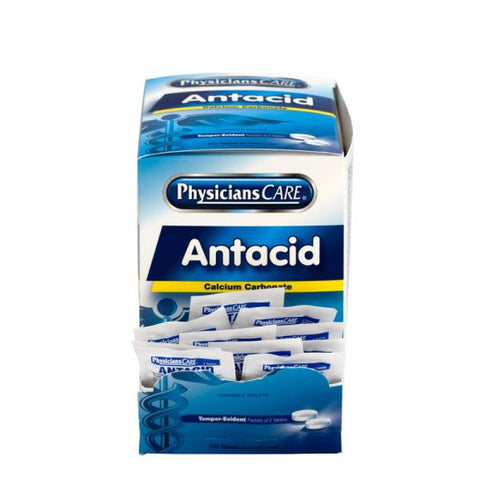 PhysiciansCare Antacid Calcium Carbonate Medication, Two-Pack, 50 Packs/Box