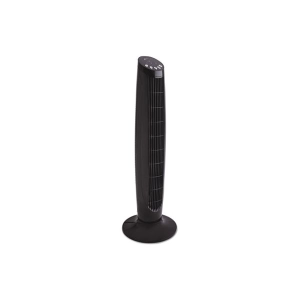 Alera 36" 3-Speed Oscillating Tower Fan with Remote Control, Plastic, Black