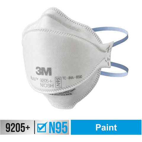 3M Aura N95 Particulate Respirator 9205 Recommended for: Face - Lightweight, Soft, Comfortable, Adjustable Nose Clip, Disposable, Advanced Electret Media - Adult Size - Airborne Particle, Dust, Contaminant, Fog Protection - White - 20 / Pack