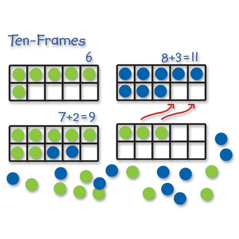 Learning Resources Giant Magnetic Ten-Frame Set 12.25" x 5" Frame Size - 4 Frames/ Set - 40 Discs(20 Blue, 20 Green)/ Set