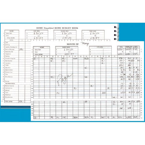 Dome Simplified Home Budget Book 7.50" x 10.50" - 64 Sheets - Wire Binding - Blue Cover - 1 Each