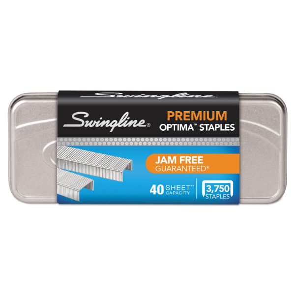 Swingline Optima Staples, 0.25" Leg, 0.5" Crown, Steel, 3,750/Pack