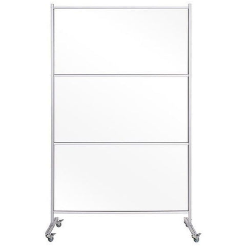 Bi-silque Mobile Glass Panel Divider 50" Width x 22" Depth x 80.3" Height - Glass - Aluminum, Transparent