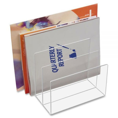 Kantek Clear Acrylic Desk File, 3 Sections, Letter to Legal Size Files, 8" x 6.5" x 7.5", Clear