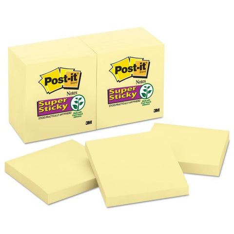 Post-it Notes Super Sticky Pads in Canary Yellow, 3" x 3", 90 Sheets/Pad, 12 Pads/Pack