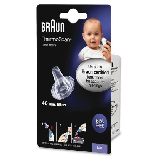 Braun Ear Thermometer Lens Filters, Box Of 40 Latex-free, BPA Free, Prevents Germs - 40 / Pack - Clear