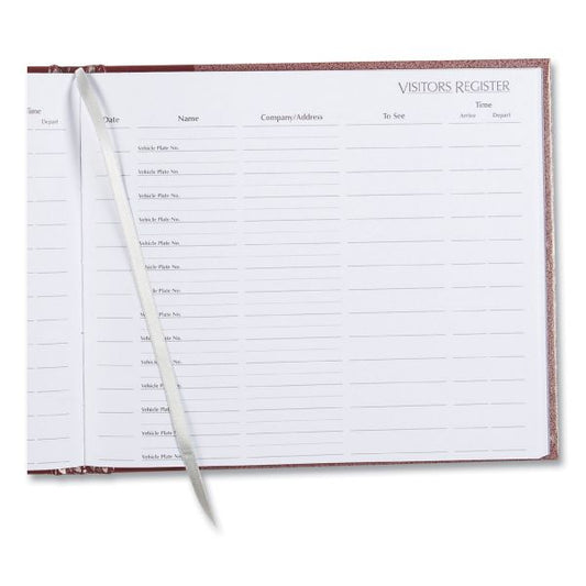 National Hardcover Visitor Register Book, Burgundy Cover, 9.78 x 8.5 Sheets, 128 Sheets/Book