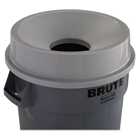 Rubbermaid Commercial Round BRUTE Funnel Top Receptacle, For 32-Gallon Containers, 22.38" Diameter x 5h, Gray