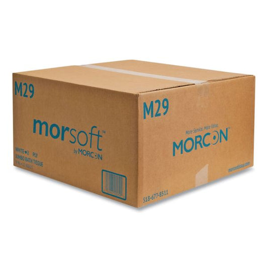 Morcon Tissue Jumbo Bath Tissue, Septic Safe, 2-Ply, White, 3.3" x 700 ft, 12 Rolls/Carton