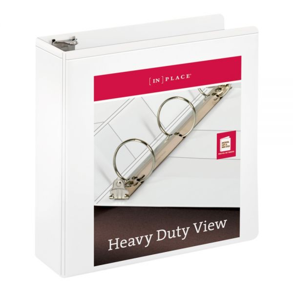 [IN]PLACE Heavy-Duty Nonstick View 3-Ring Binder, 3" Round Rings, White