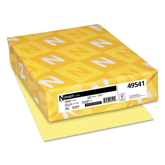 Neenah Paper Exact Index Card Stock, Smooth, 110lb, 8 1/2 x 11, Canary, 250 Sheets