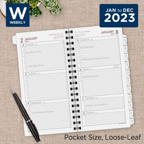 AT-A-GLANCE 2023 RY Weekly Planner Refill, Wirebound, Pocket, 3 1/4" x 6 1/2"