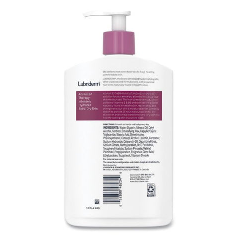 Lubriderm Advanced Therapy Moisturizing Hand/Body Lotion, 16oz Pump Bottle, 12/Carton