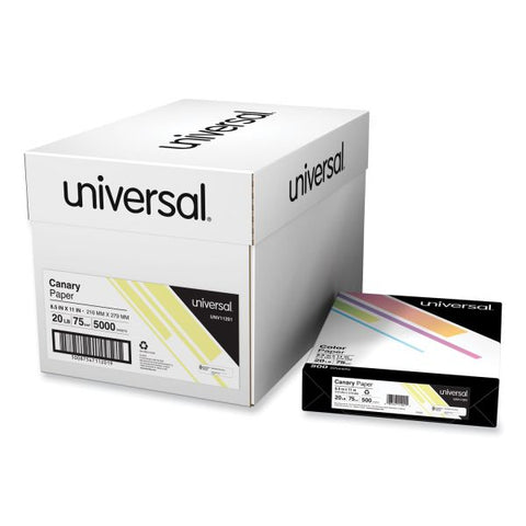 Universal Colored Paper, 20 lb, 8 1/2 x 11, Canary, 500 Sheets/Ream