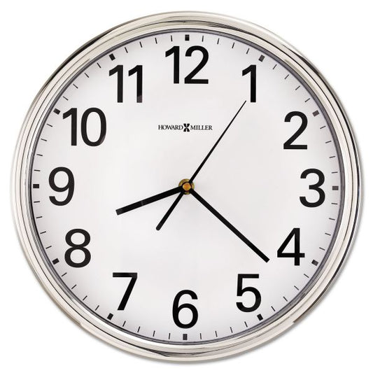 Howard Miller Hamilton Wall Clock, 12" Overall Diameter, Silver Case, 1 AA (sold separately)